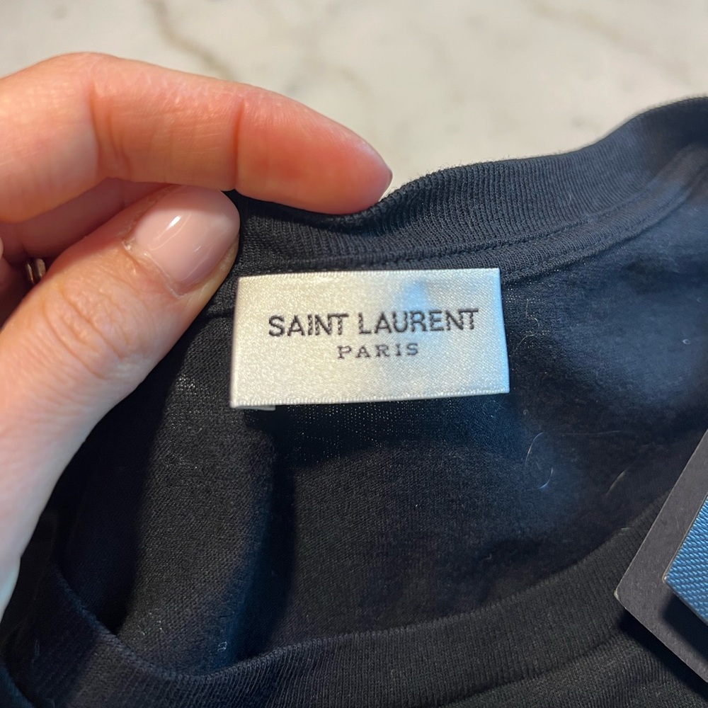 Saint Laurent 2019 Black Metallic Palm Tee XL NWT - Picture 10 of 11